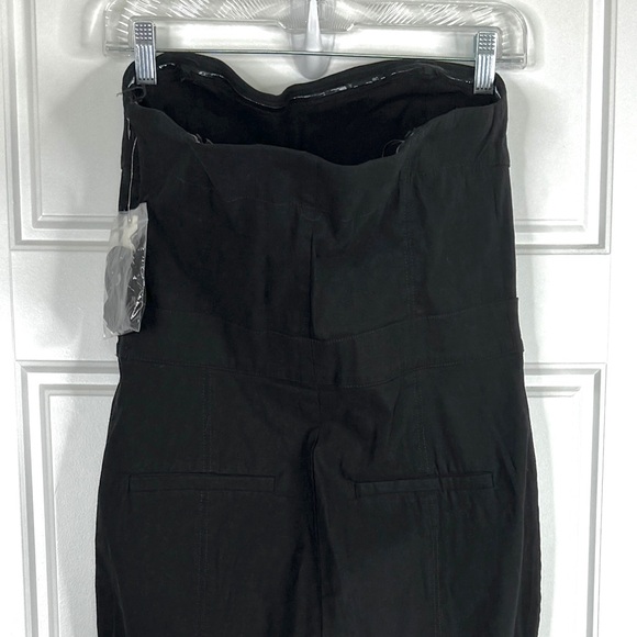 ANTHROPOLOGIE Maeve Strapless Slim Flare Jumpsuit NEW Size 10 Black Magic Fabric - Picture 8 of 14